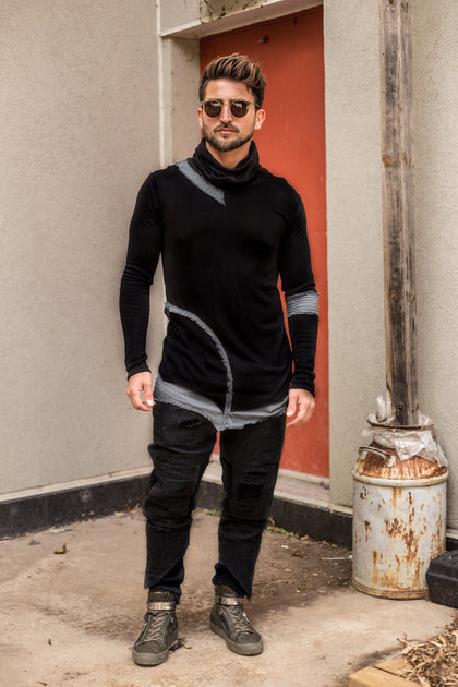 Black Cyberpunk Vest Futuristic Clothing Armor 488-L Men 